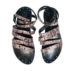 COR by CALLEEN CORDERO $398 Strappy Snake Print Sandals 9 - Handmade in L.A. NEW